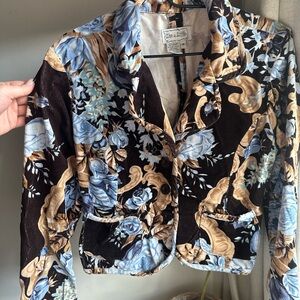 Floral Velvet & corduroy jacket - Blue, Brown, Tan